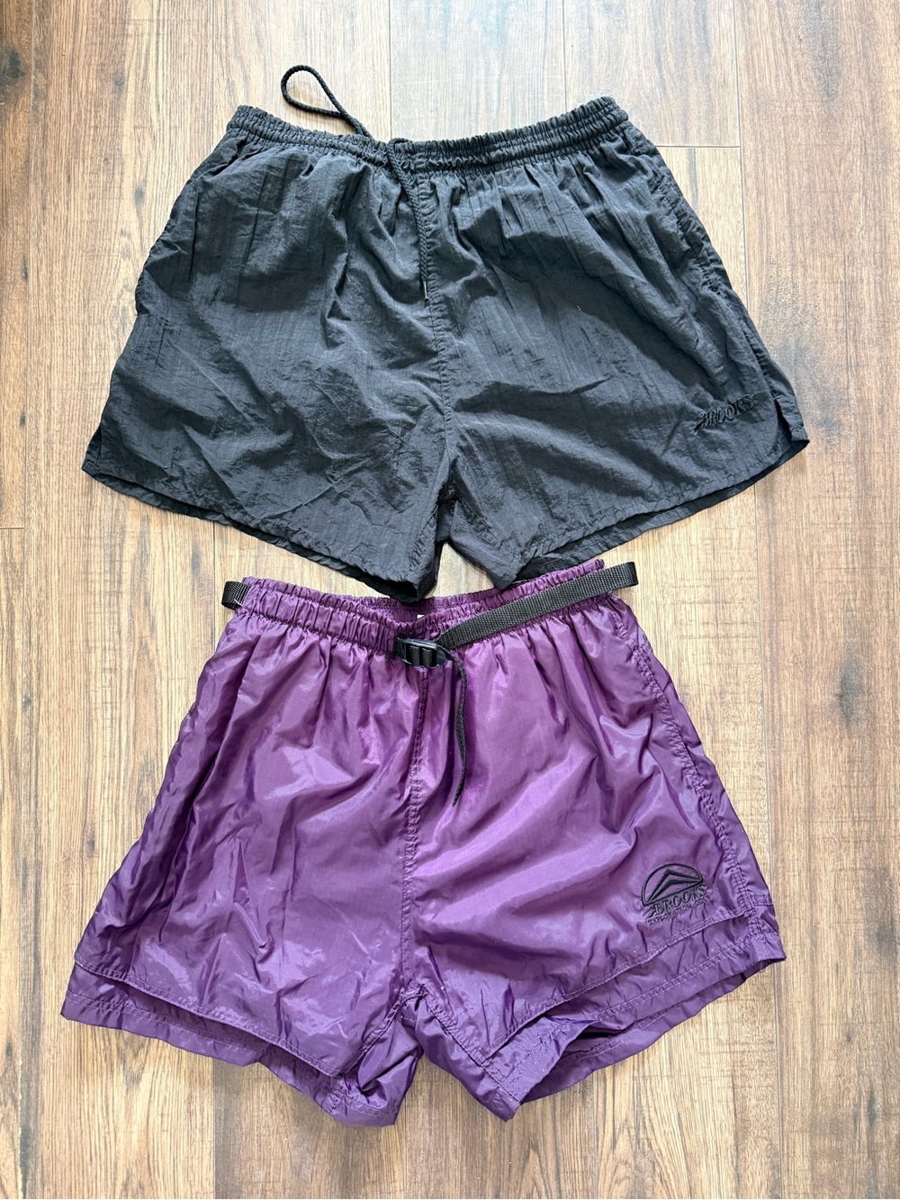 2 Vintage Brooks unisex’s Athletic Shorts - Black & Purple